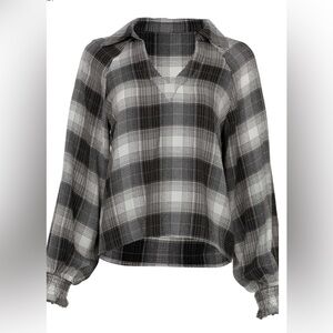 NWT Plaid Print Black and White Women's Top